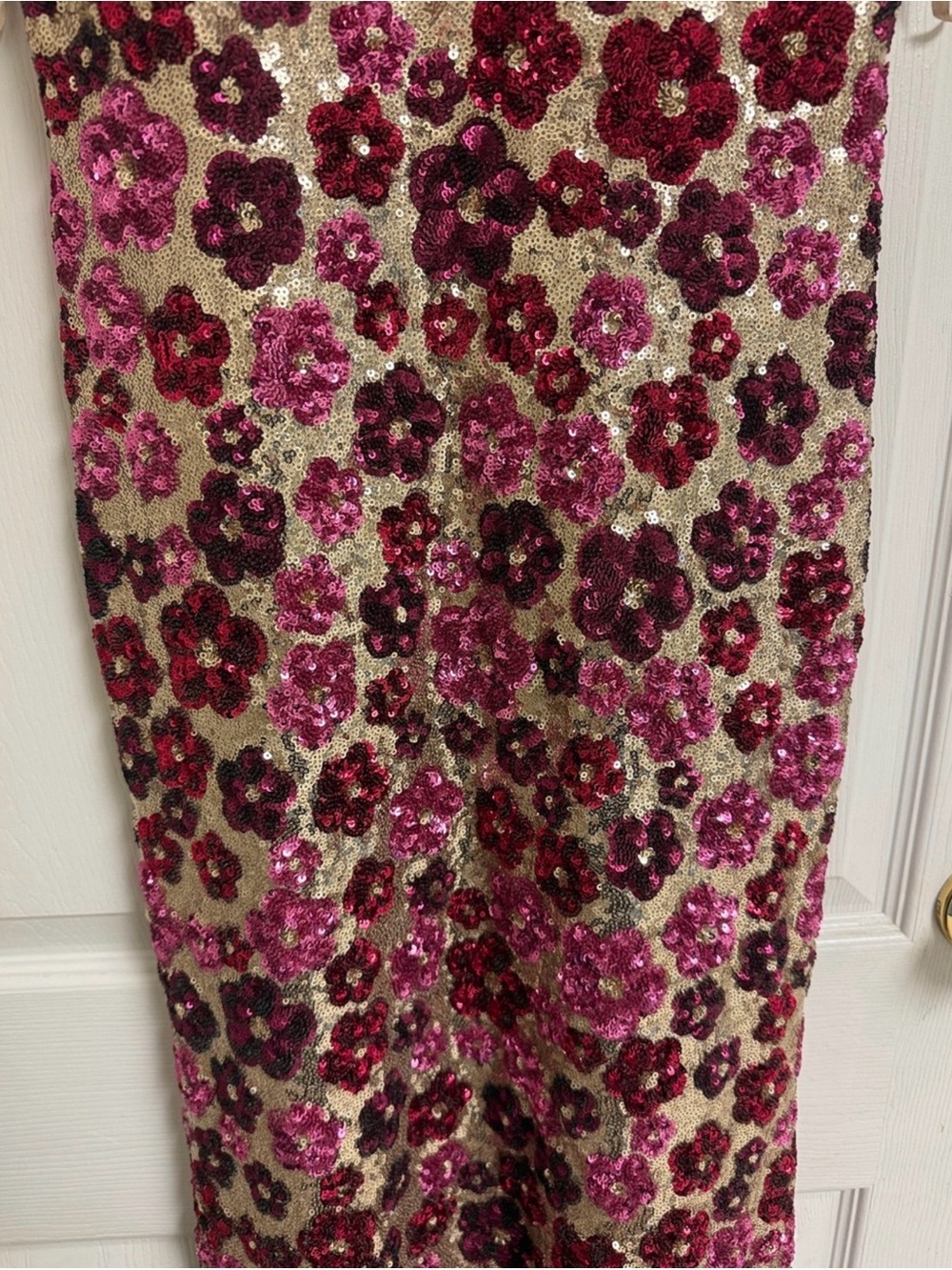 Betsy & Adam Rava Purple and Pink Sequin Floral Maxi Gown Prom Formal - Picture 7 of 12
